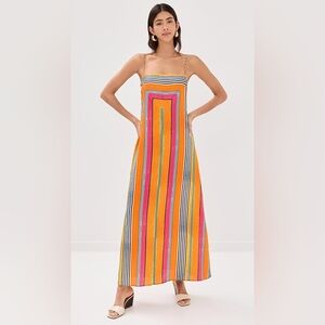 STAUD LAURA DRESS MULTI BAYADERE STRIPE NWT